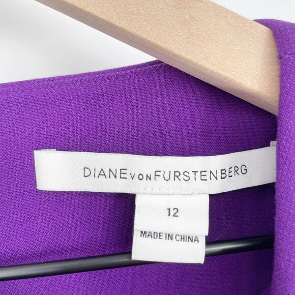 Diane Von Furstenberg Carrie Sleeveless Sheath Dress in Chrome Purple Women's 12 - Picture 6 of 9